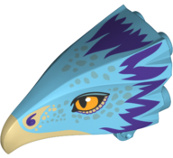 Bird Head Jaw Upper with Dark Tan Beak and Purple Feathers Pattern (Occamy)