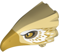 Bird Head Jaw Upper with Gold Beak and White and Gold Feathers Pattern (Thunderbird)