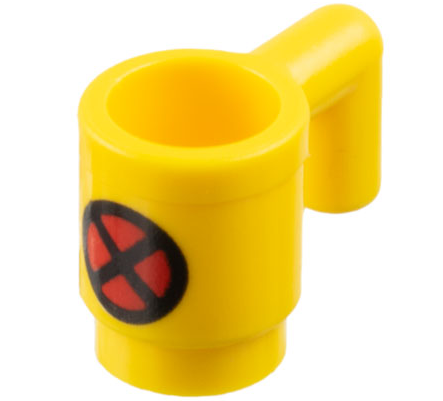 Minifigure, Utensil Cup with Black and Red X-Men Logo Pattern