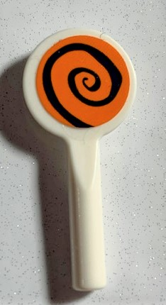 Minifigure, Utensil Signal Paddle with Dark Purple Spiral on Orange Background Pattern (Sticker) - Set 75978