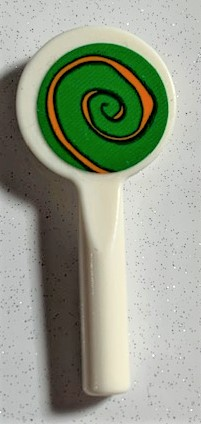 Minifigure, Utensil Signal Paddle with Orange Spiral on Green Background Pattern (Sticker) - Set 75978