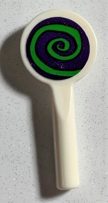 Minifigure, Utensil Signal Paddle with Green Spiral on Dark Purple Background Pattern (Sticker) - Set 75978