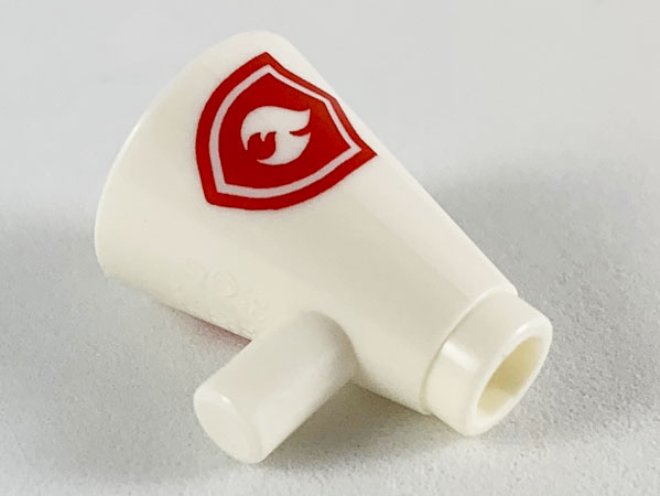 Minifigure, Utensil Megaphone Speaking Trumpet with Red Firefighter Logo Pattern