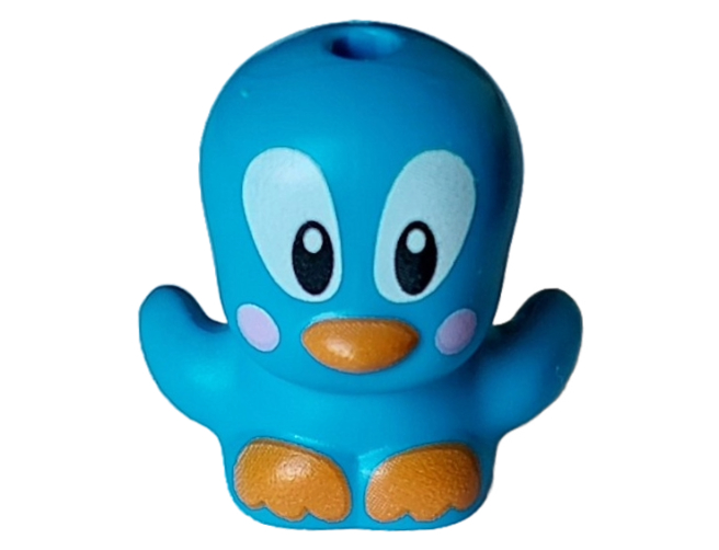 Bird, Chick with Open Wings with Large Black and White Eyes, Bright Pink Circles on Cheeks, Orange Beak and Feet Pattern (Sonic the Hedgehog Flicky)