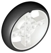 Wheel 56 x 14 Technic with Axle Hole and 8 Pin Holes with Molded Black Hard Rubber Tire Pattern