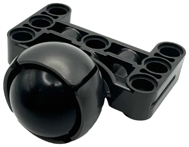 Technic, Steering Ball Joint Large Receptacle with H-Shape Perpendicular Thick Liftarm with Black Wheel Ball, Hard Plastic 19mm D. (39370 / 52629)