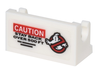 Hinge Brick 1 x 2 Base with Ghostbusters Logo, 'CAUTION' and 'STAY BACK OVER 500 FT' Pattern (Sticker) - Set 75828