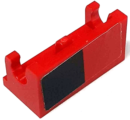Hinge Brick 1 x 2 Base with Black Rectangle on Red Background Pattern Model Left Side (Sticker) - Set 76906