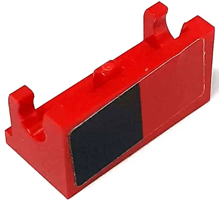 Hinge Brick 1 x 2 Base with Black Rectangle on Red Background Pattern Model Left Side (Sticker) - Set 76906