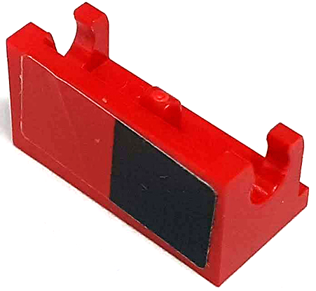 Hinge Brick 1 x 2 Base with Black Rectangle on Red Background Pattern Model Right Side (Sticker) - Set 76906
