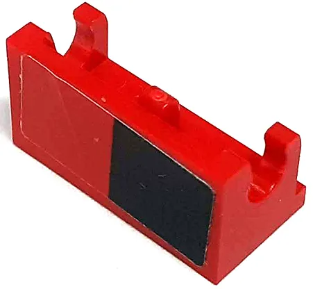 Hinge Brick 1 x 2 Base with Black Rectangle on Red Background Pattern Model Right Side (Sticker) - Set 76906