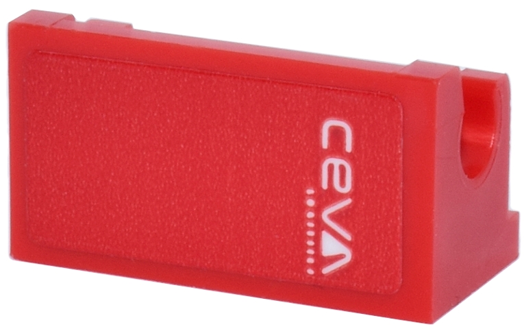 Hinge Brick 1 x 2 Base with White 'ceva' Logo Pattern Model Right Side (Sticker) - Set 77242