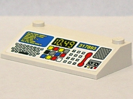 Slope 33 3 x 6 with Inner Walls with Control Panel, Keyboard, Keypad, Red Phone, '10.49' and '317893' Pattern (Sticker) - Set 6479