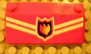 Slope 33 3 x 6 with Inner Walls with White Stripes and Fire Logo Badge Pattern (Sticker) - Set 7906