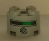 Brick, Round 2 x 2 with Axle Hole with Black and Green Line and Round Speaker Pattern (Sticker) - Set 4981