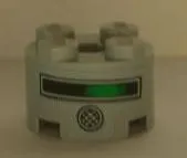 Brick, Round 2 x 2 with Axle Hole with Black and Green Line and Round Speaker Pattern (Sticker) - Set 4981