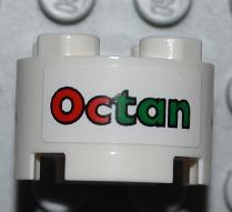 Brick, Round 2 x 2 with Axle Hole with Octan with Black Border Pattern (Sticker) - Sets 4645 / 7686