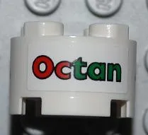 Brick, Round 2 x 2 with Axle Hole with Octan with Black Border Pattern (Sticker) - Sets 4645 / 7686