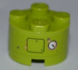 Brick, Round 2 x 2 with Axle Hole with Rectangular Outline and Rusted Gauge Pattern (Sticker) - Set 8707