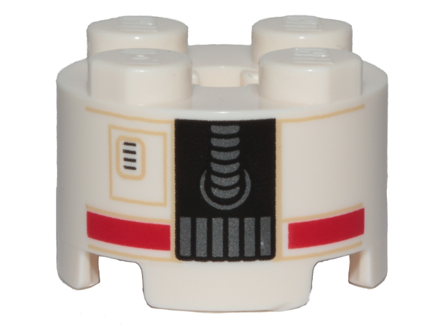 Brick, Round 2 x 2 with Axle Hole with SW DD-BD Droid Pattern