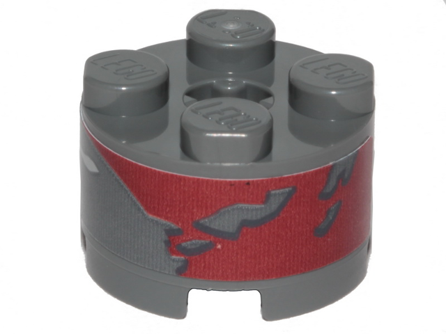 Brick, Round 2 x 2 with Axle Hole with SW Landspeeder Dark Red Peeling Paint Pattern (Sticker) - Set 75271