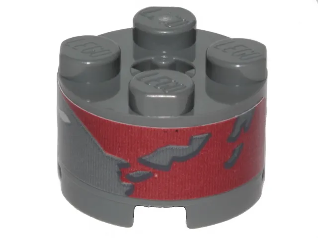 Brick, Round 2 x 2 with Axle Hole with SW Landspeeder Dark Red Peeling Paint Pattern (Sticker) - Set 75271