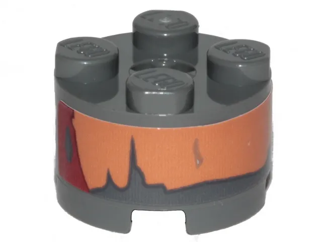 Brick, Round 2 x 2 with Axle Hole with SW Landspeeder Nougat and Dark Red Peeling Paint Pattern (Sticker) - Set 75271