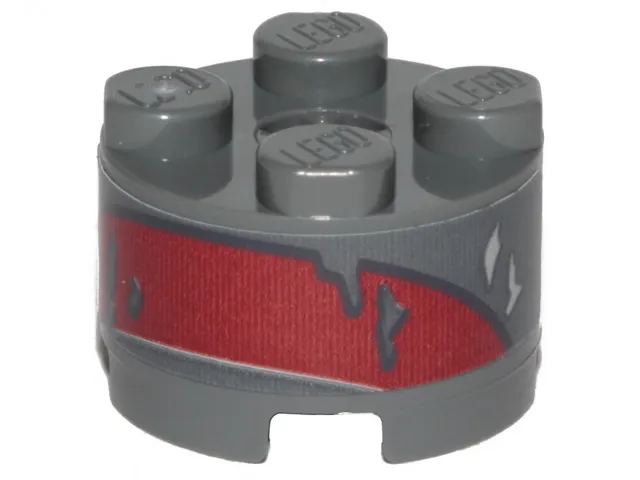 Brick, Round 2 x 2 with Axle Hole with SW Landspeeder Dark Red Peeling Paint and Gray Scratches Pattern (Sticker) - Set 75271