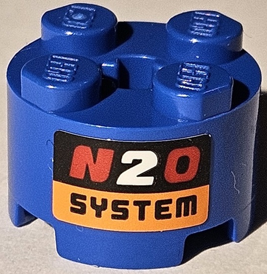 Brick, Round 2 x 2 with Axle Hole with 'N2O SYSTEM' Pattern (Sticker) - Set 42111