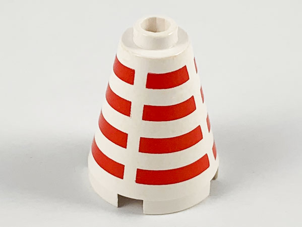 Cone 2 x 2 x 2 - Blocked Open Stud with Broken Horizontal Red Stripes Pattern