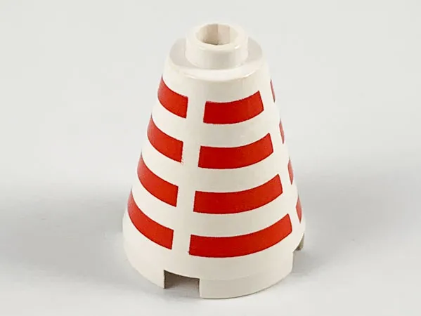 Cone 2 x 2 x 2 - Blocked Open Stud with Broken Horizontal Red Stripes Pattern