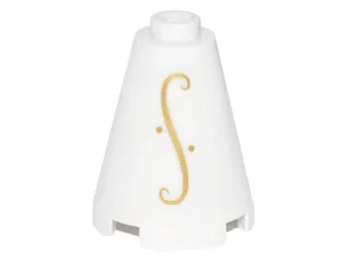 Cone 2 x 2 x 2 - Open Stud with Gold Elves Scroll on Transparent Background Pattern on Both Sides (Stickers) - Set 41178