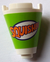 Cone 2 x 2 x 2 - Open Stud with Orange 'SQUISHEE' on Lime Background Pattern (Sticker) - Set 71016