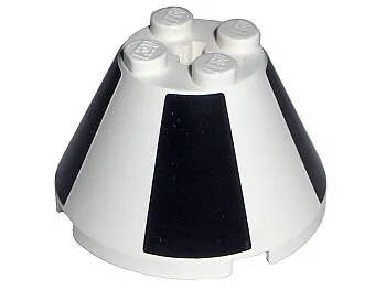 Cone 4 x 4 x 2 with Axle Hole with Black Sections Pattern (Stickers) - Set 7468