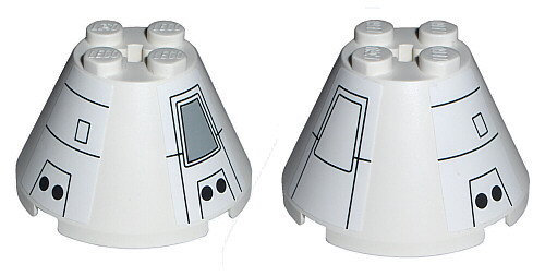 Cone 4 x 4 x 2 with Axle Hole with Black Mechanical Pattern (Stickers) - Set 7468