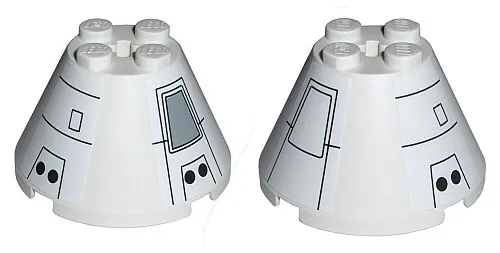 Cone 4 x 4 x 2 with Axle Hole with Black Mechanical Pattern (Stickers) - Set 7468