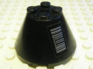 Cone 4 x 4 x 2 with Axle Hole with Silver Barcode Pattern (Sticker) - Set 7702