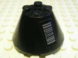 Cone 4 x 4 x 2 with Axle Hole with Silver Barcode Pattern (Sticker) - Set 7702