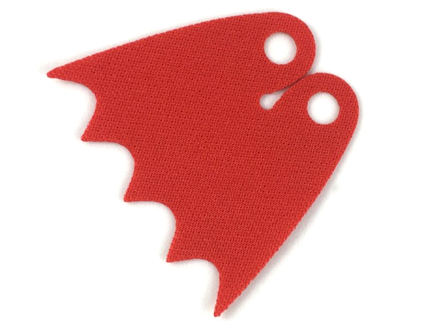 Minifigure Cape Cloth with Top Holes and Scalloped 5 Points Bottom (Batman), Long, Teardrop Neck Cut - Spongy Stretchable Fabric