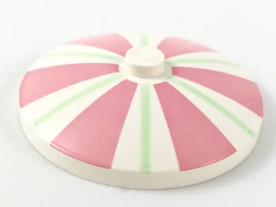 Dish 4 x 4 Inverted (Radar) with Solid Stud with Thick Medium Dark Pink and Thin Light Green Stripes Pattern