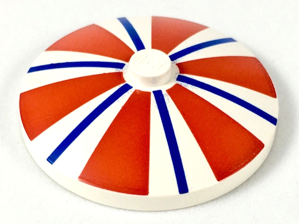 Dish 4 x 4 Inverted (Radar) with Solid Stud with Thick Red and Thin Blue Radiating Stripes Pattern