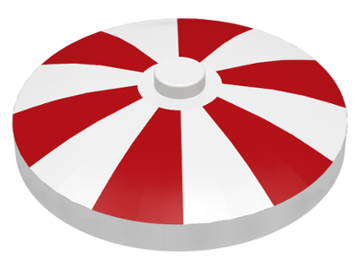 Dish 4 x 4 Inverted (Radar) with Solid Stud with Radiating Red Stripes Pattern