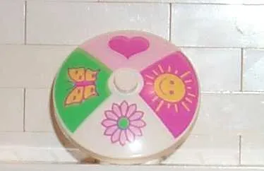 Dish 4 x 4 Inverted (Radar) with Solid Stud with 4 section Heart, Sun, Flower, Butterfly Pattern
