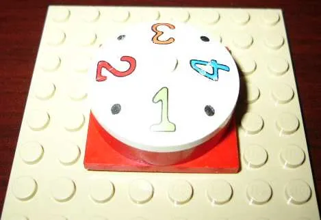 Dish 4 x 4 Inverted (Radar) with Solid Stud with Fabuland Numbers Pattern - Green 1, Red 2, Orange 3, Blue 4