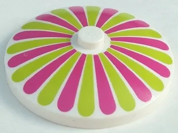 Dish 4 x 4 Inverted (Radar) with Solid Stud with Lime and Magenta Stripes / Petals Pattern