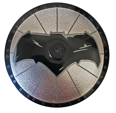 Dish 4 x 4 Inverted (Radar) with Solid Stud with Bat on Silver Background Batman Logo Pattern