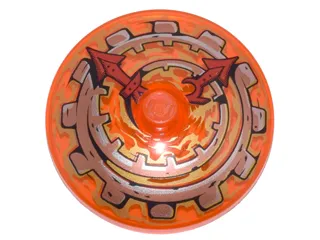 Dish 4 x 4 Inverted (Radar) with Solid Stud with Clock Face with Copper and Gold Spiral Gear and Red Hands Pattern