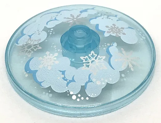 Dish 4 x 4 Inverted (Radar) with Solid Stud with Clouds and Snowflakes Pattern