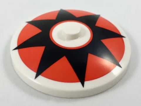 Dish 4 x 4 Inverted (Radar) with Solid Stud with Black 8 Point Star on Red Circle Pattern