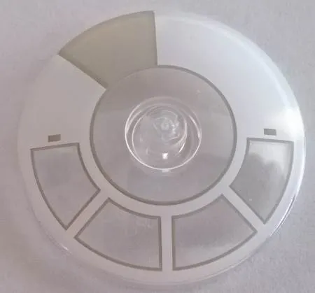 Dish 4 x 4 Inverted (Radar) with Solid Stud with White and Light Bluish Gray Radial Millennium Falcon Cockpit Pattern